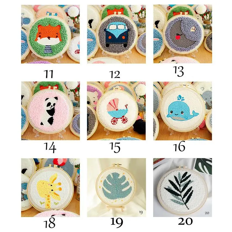 

Lovely elephant punch needle kits for kids, DIY embroidery kit, punch needle pattern with yarn, punch needle kit for beginner