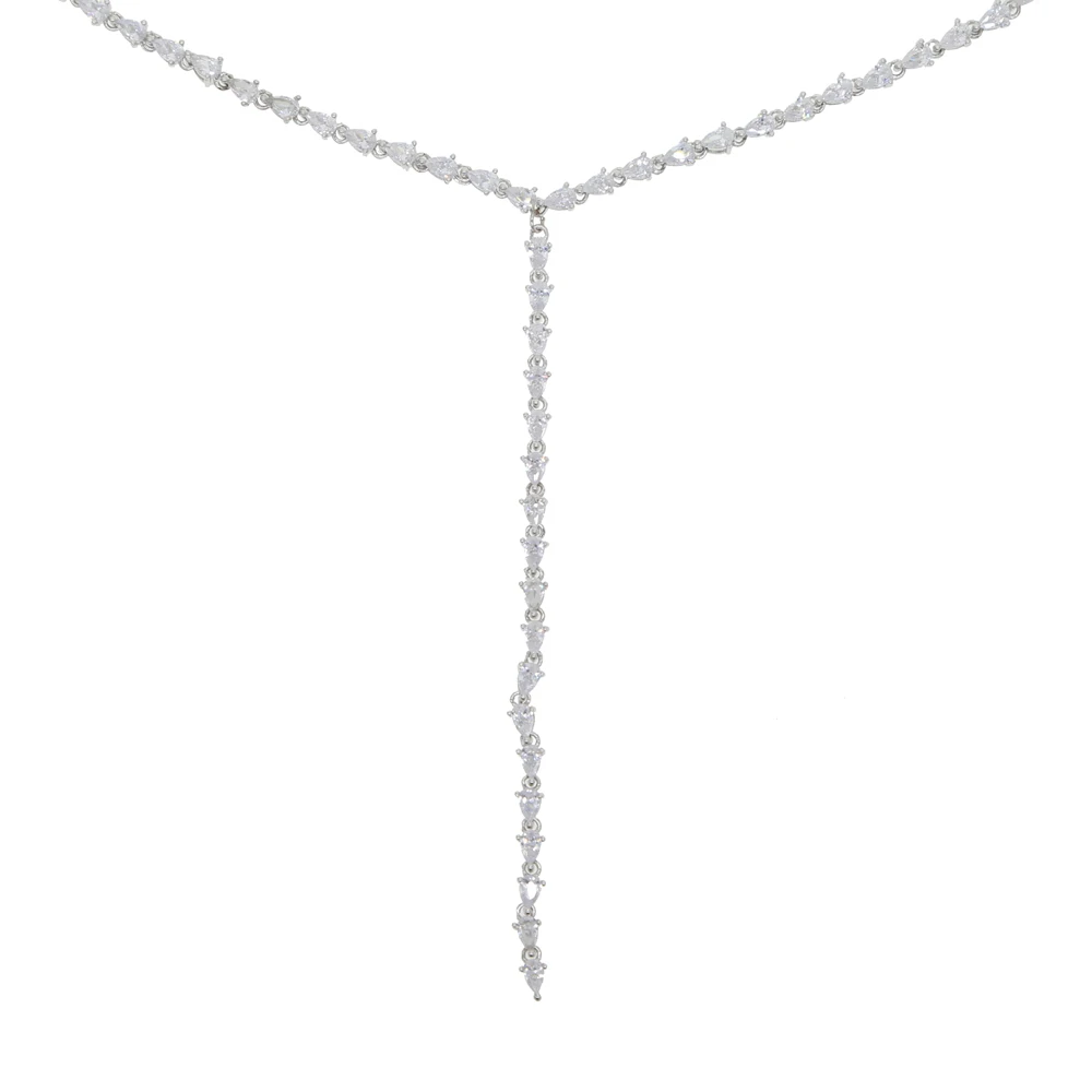 Новое Элегантное ослепительное блестящее колье в форме Y Full с белым фианитом для