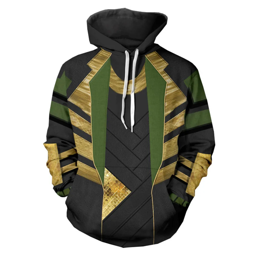 Loki Cosplay Hoodie Adult Men's Winter Autumn Jacket Coat Hoodie 3D Printed Sweatshirt Green Loki Hoodie