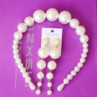 Повязка на голову женская, большая, с жемчугом, винтажная, модный тюрбан