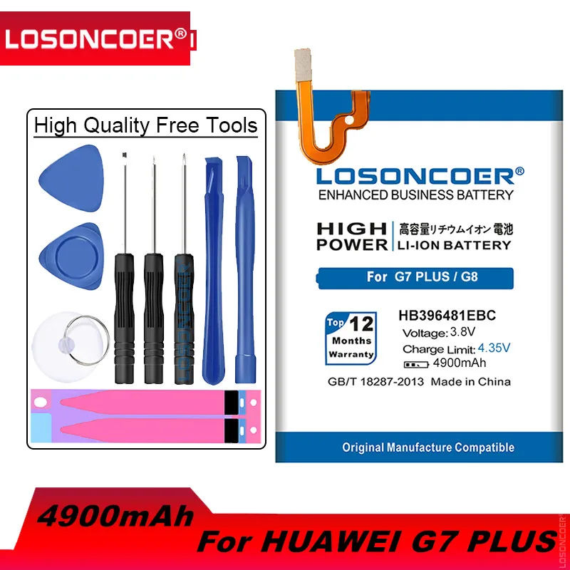 LOSONCOER HB396481EBC 4900 мАч для Huawei ASCEND G7 PLUS HONOR 5X G8 RIO L03 UL00/TL00/AL00 G8X аккумулятор телефона +
