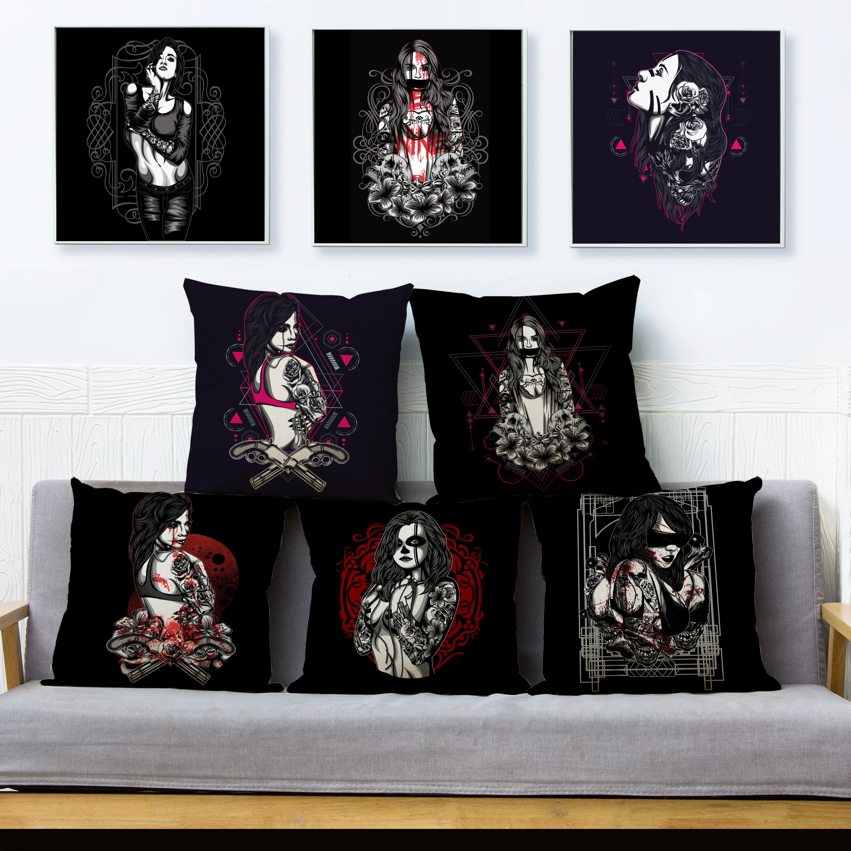 

Японская темно-синяя детская наволочка с рисунком Geisha и татуировками для девочек, детский подарок, чехол для дивана, домашний декор