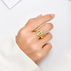 Chandler стереоскопическое позолоченное кубинское кольцо на цепочке круглая ажурная модная Минималистичная Регулируемая бижутерия