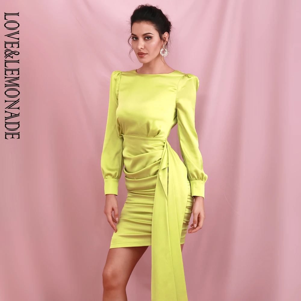Женское мини платье LOVE & LEMONADE ФЛУОРЕСЦЕНТНОЕ зеленое из светоотражающей ткани с