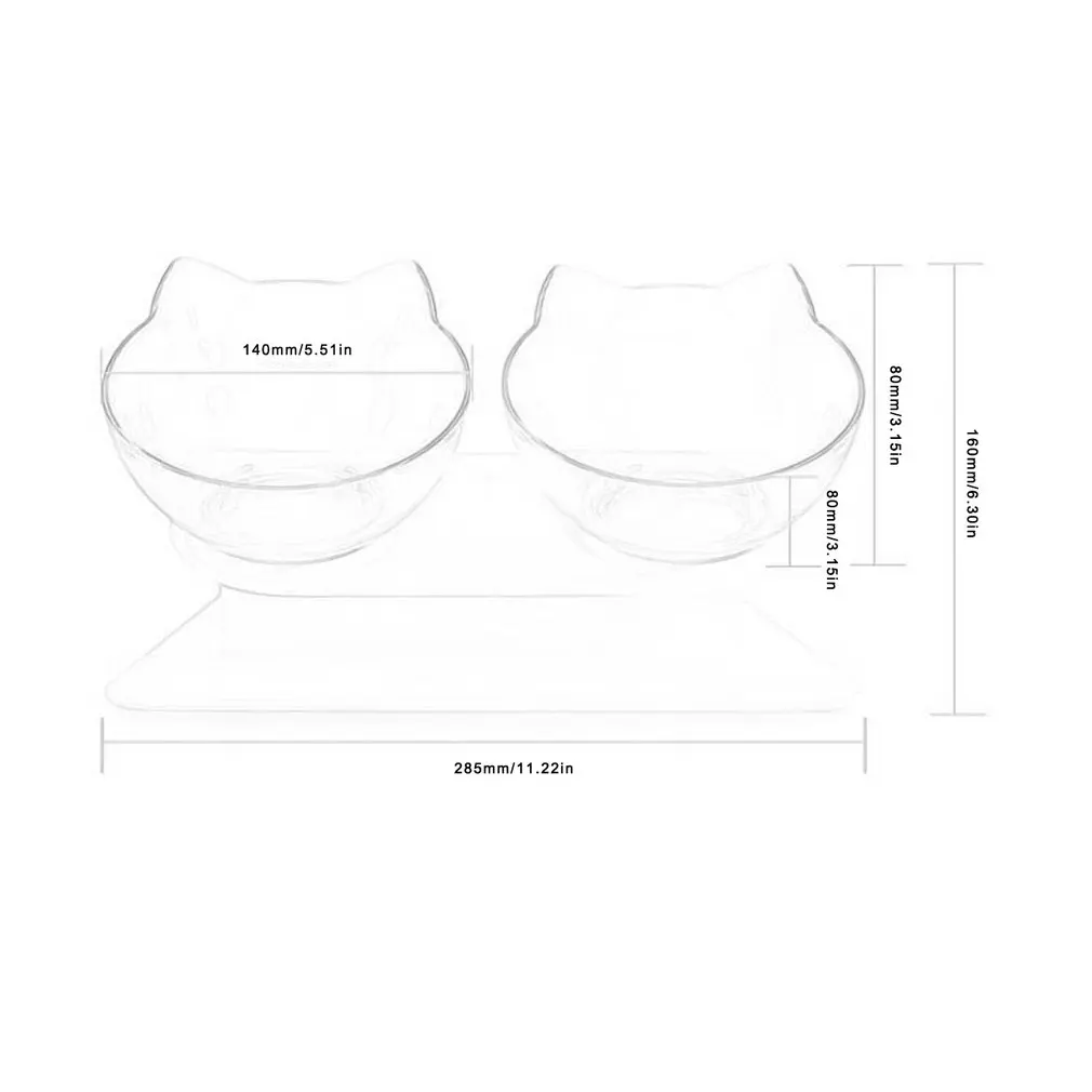 

uble Cat Bowl Dog Bowl With Raised Stand Food Water Feeder For Cats Pets Supplies