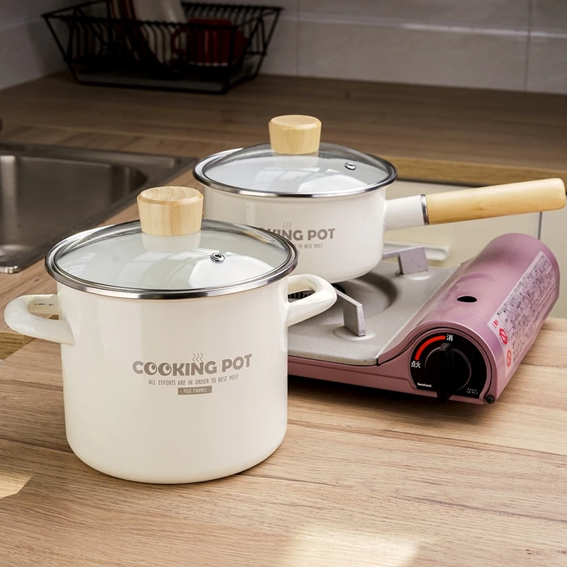 

Enamel 18cm 3L Heightening and Thickening Soup Pot Can Decoct Medicine and Sterilize Bottle Cookware Set Hotpot Cooker