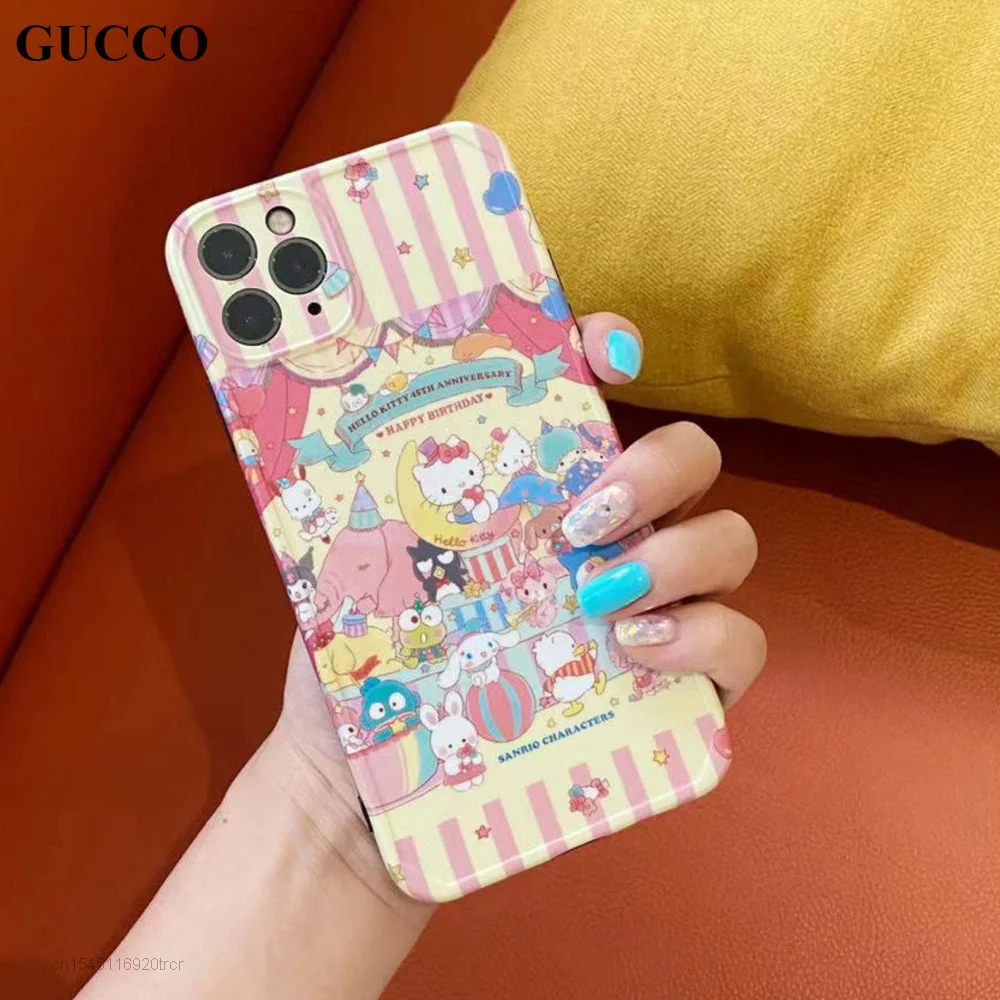 

Sanrio hello kitty melody cinnamoroll kuromi cartoon coque iphone case aesthetic for iPhone 13 12 11 Pro Max XR XS SE 7 8 Plus