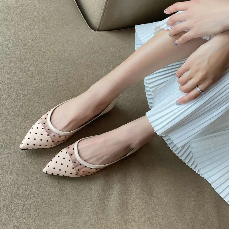 

AGODOR Women Pointed Toe Low Heel Pumps Pokla Dot Spring/autumn Fashion Women Pumps All Match Ladies Pumps Shoes Size 33-43