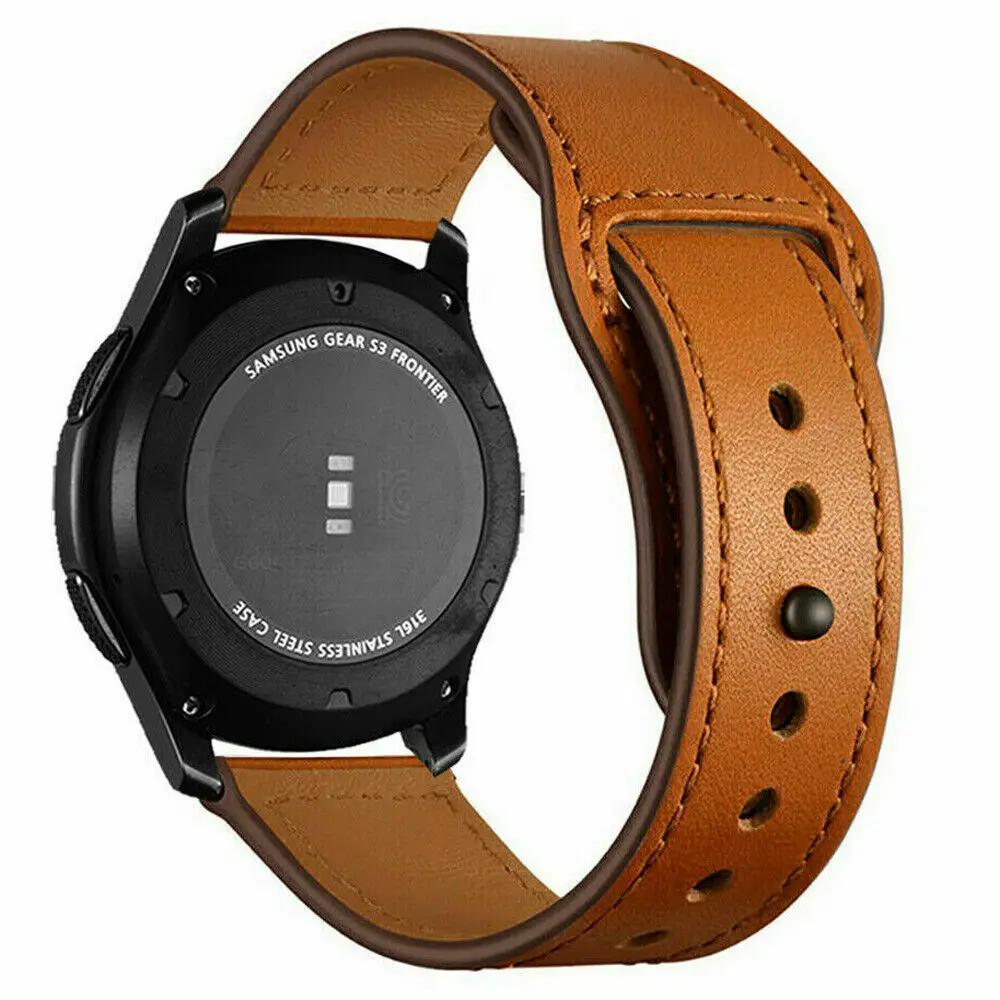 Фото Ремешок кожаный для Samsung Galaxy watch 4/Classic 44 мм Active 2, браслет для Huawei GT/2/Pro Galaxy 3 45 мм/42 мм/46 мм, 20 мм 22 мм №4