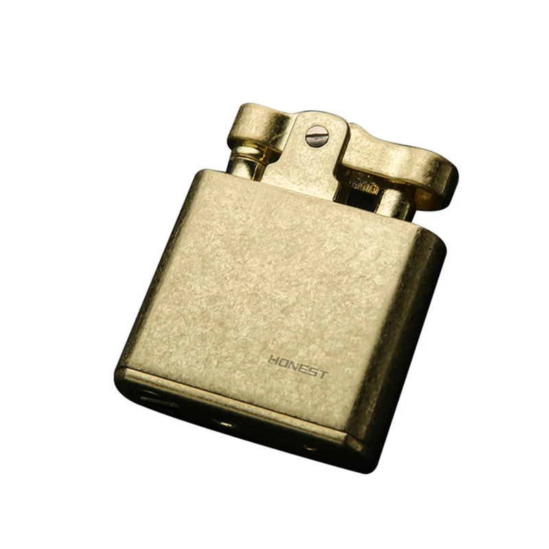 

HONEST Retro Trench Copper Flint Lighter Brass Metal Kerosene Oil Gasoline Gas Grinding Wheel Cigarette Cigar Lighter