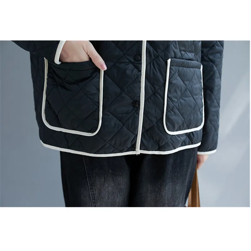 

Plus Size Stand Collar Women Loose Pockets Parkas Coats 2021 New Winter Casual Oversize Thick Jackets Female Outerwear