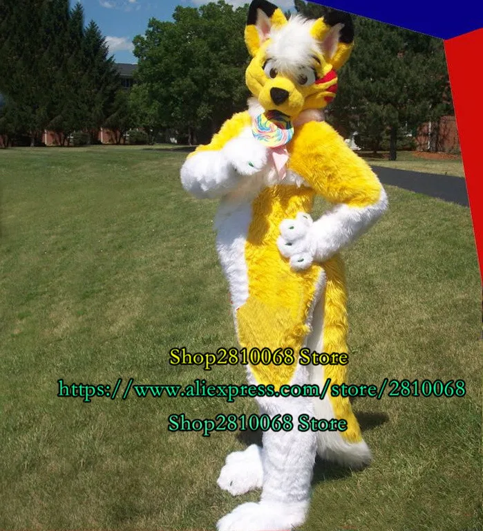 Высокое качество длинный пушистый &quotЛиса&quot &quotВолк&quot Собака Хаски маскарадный