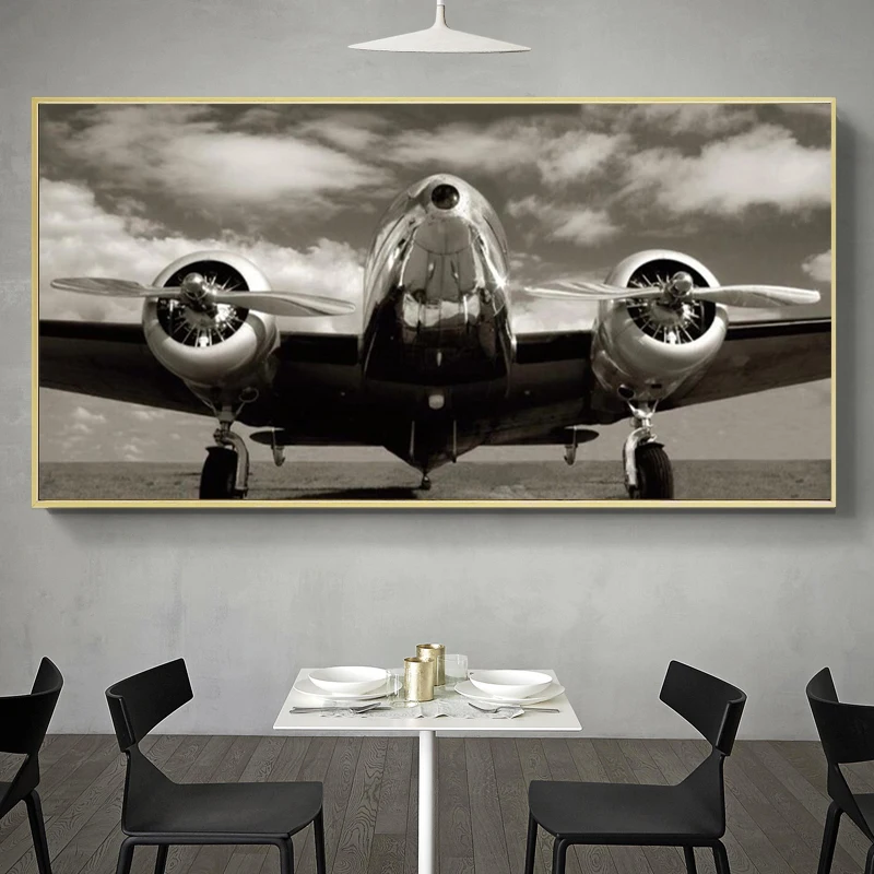 

Blue Sky Landscape Airliner Plane Airplane Transport Oil on Canvas Painting Posters and Prints Wall Art Pictures for Living Room