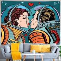 abakuhaus love tapestry cartoon kiss space art soft fabric fade free washable print bedroom wall room decor boho wall hangings