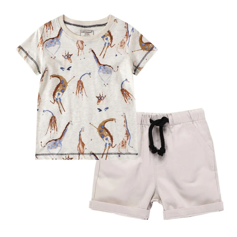 Conjunto de ropa de dinosaurios para beb&eacute;s, 2021 algod&oacute;n, verano, 2 uds.-5