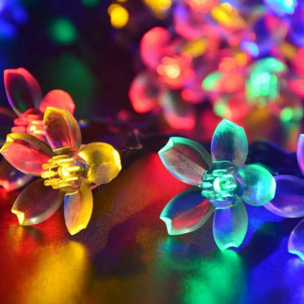 50LED цветочный светильник на солнечной батарее Струнные Праздничные украшения