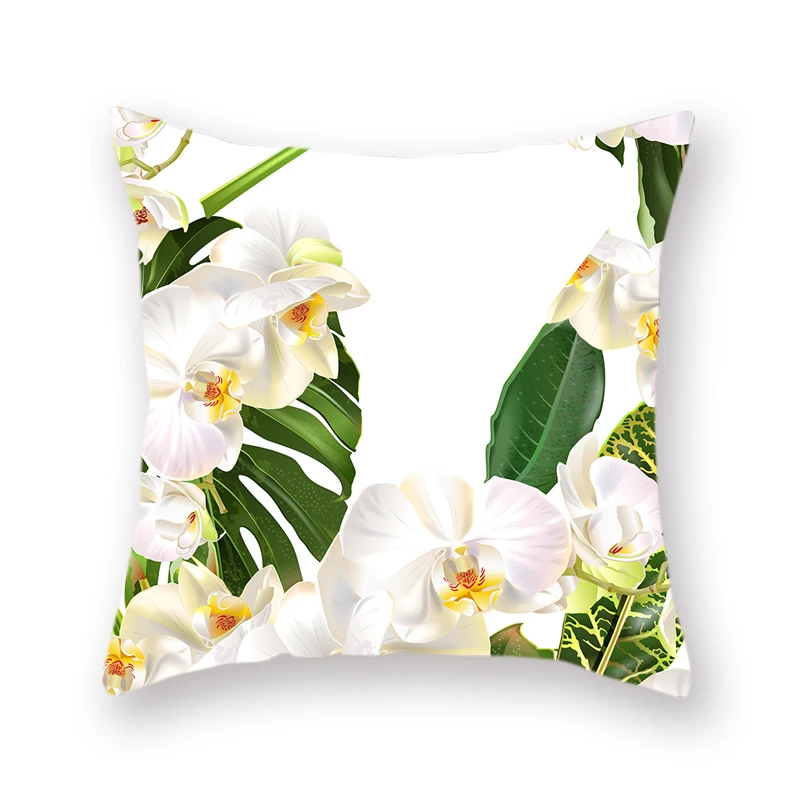 

1pcs Polyester Home Green Soft Throw Pillowcase Nordic Tropical Plant,cactus Printed Sofa Bench Leisure Cushion Cover