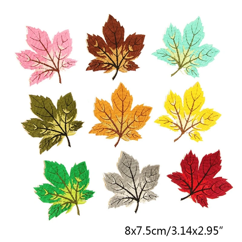 

9 Piece Multicolor Maple Leaf Sew/Iron On Appliques Embroidery Patches for Clothing Art Crafts DIY Badge Stickers Decor