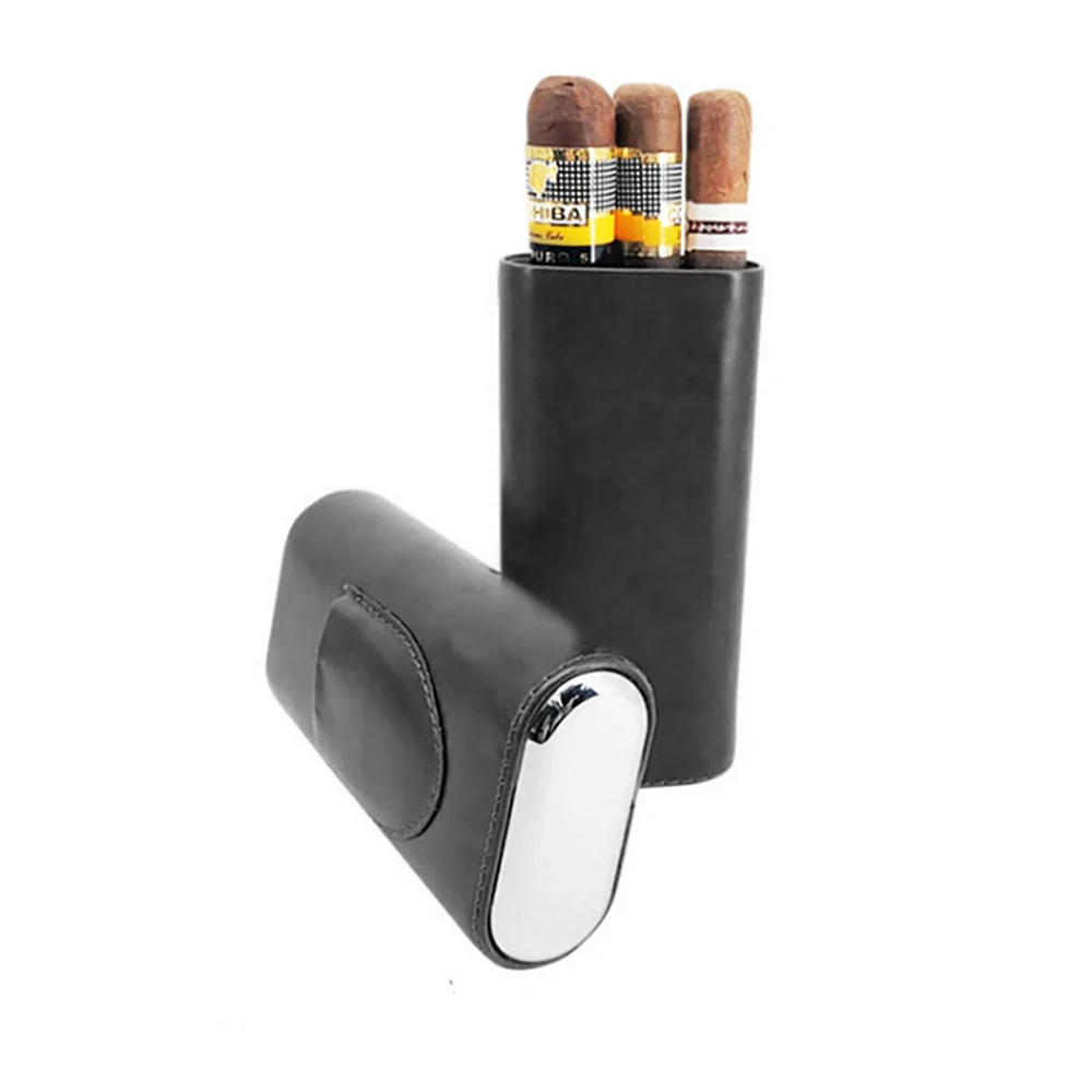 Практичный сигары чехол подлинный кожаный сигарный хьюмидор для Cohiba зажигалка