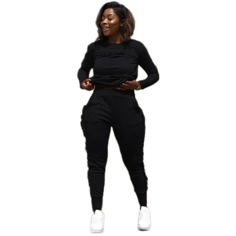 New Outdoor Sport Sets Women Gym Suits Running Suit Two Piece Solid Long-Sleeved Workout Clothes For Women Street Style Clothes