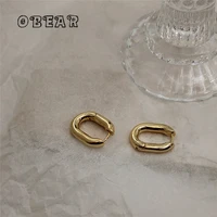 obear 14k real gold plated simple oval geometric earrings women classic fashion daily all match jewelry