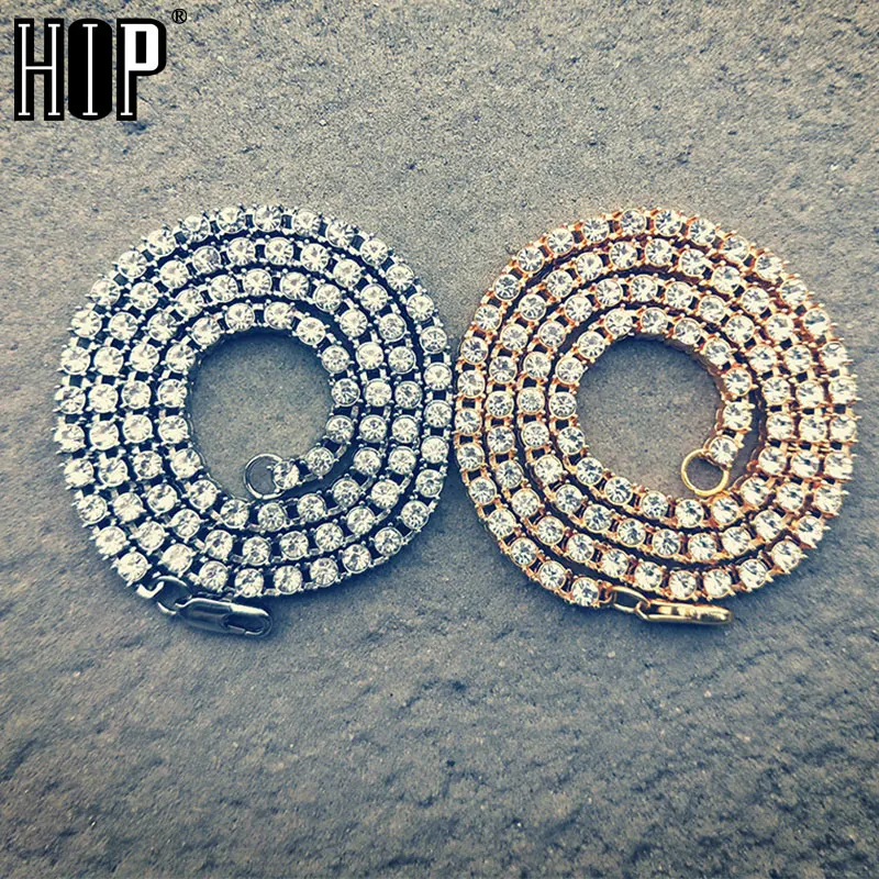 Мужские ожерелья в стиле хип-хоп украшенные камнями 1 ряд | Украшения и аксессуары