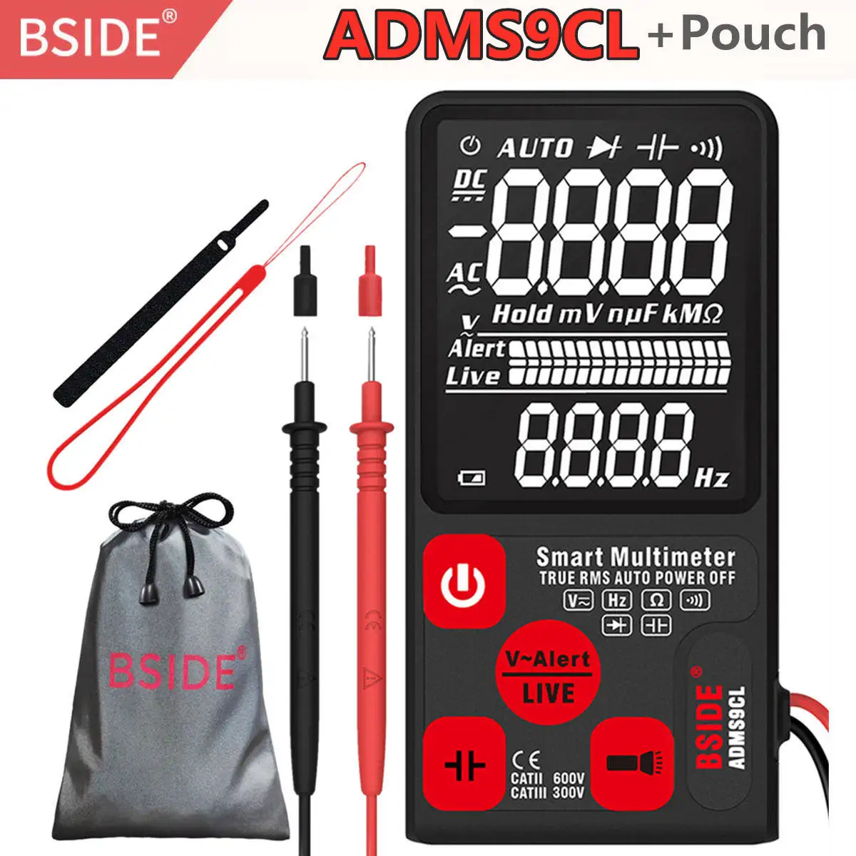 ADMS9CL-Pouch BSIDE ADMS7 Напряжение тестер 3,5 ''большой ЖК-дисплей цифровой Смарт мультиметр 3 он-лайн Дисплей TRMS 6000 отсчетов DMM с Аналоговая гистограмма - Цвет: ADMS9CL-Pouch