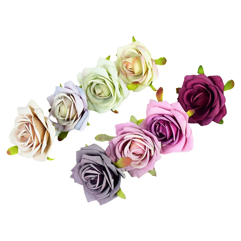 

10pcs 7cm Rose Flower Head Artificial Silk Flowers Roses for Home Wedding Room Decoration Flower Wall DIY Bride Wreath Crafts