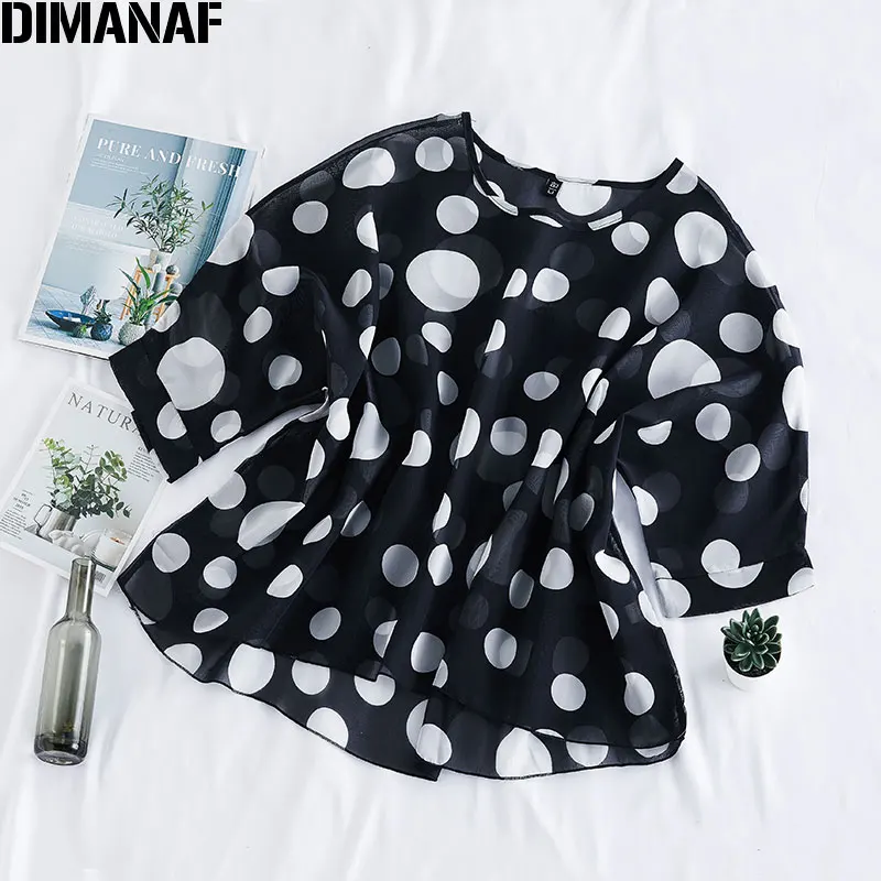 Женские летние платья DIMANAF размера плюс блузки рубашки Дамские топы туника