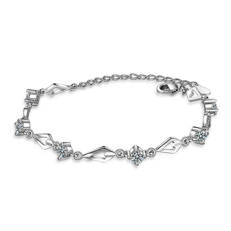 

Fashion Wave-shaped Zircon Adjustable Bracelet for Women Ladies Elegant Accessories All-matched Hotsale 925 Silver Jewelry SB158