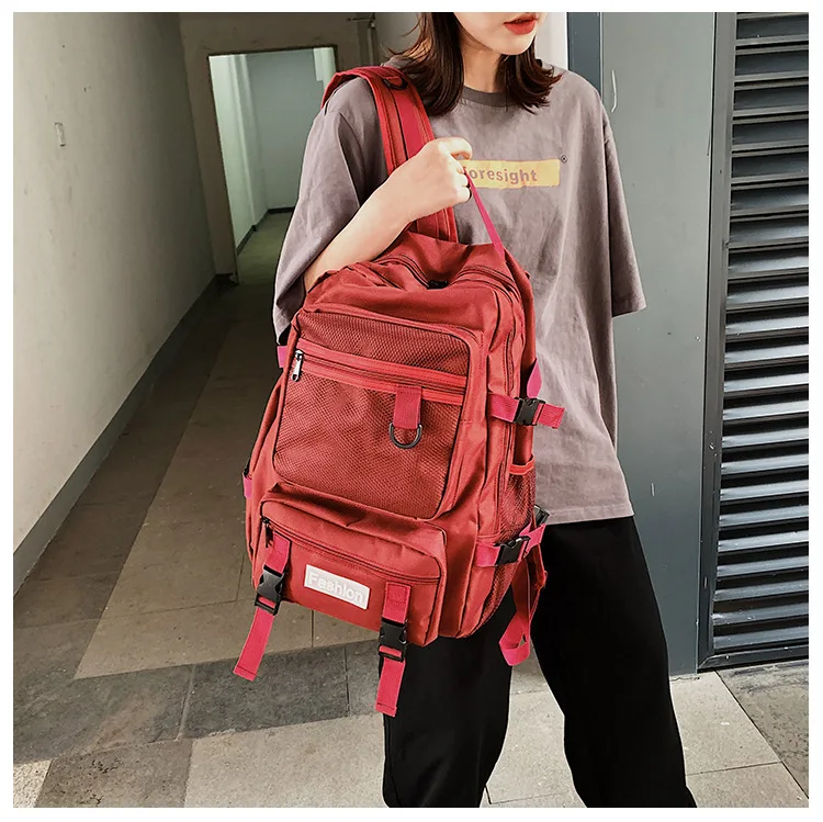 

Multi-pockets Middle School Book Backpack Bag Youth Junior Student Large Capacity Nylon Fabric Laptop Boys Daypack for Teenager
