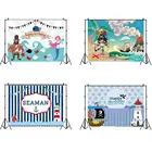 С рисунком пирата для мальчиков Русалка фон для детской и свадебной фотосъемки с изображением фотографии висит флаг на день рождения для детей вечерние фото фон для съемки Декор