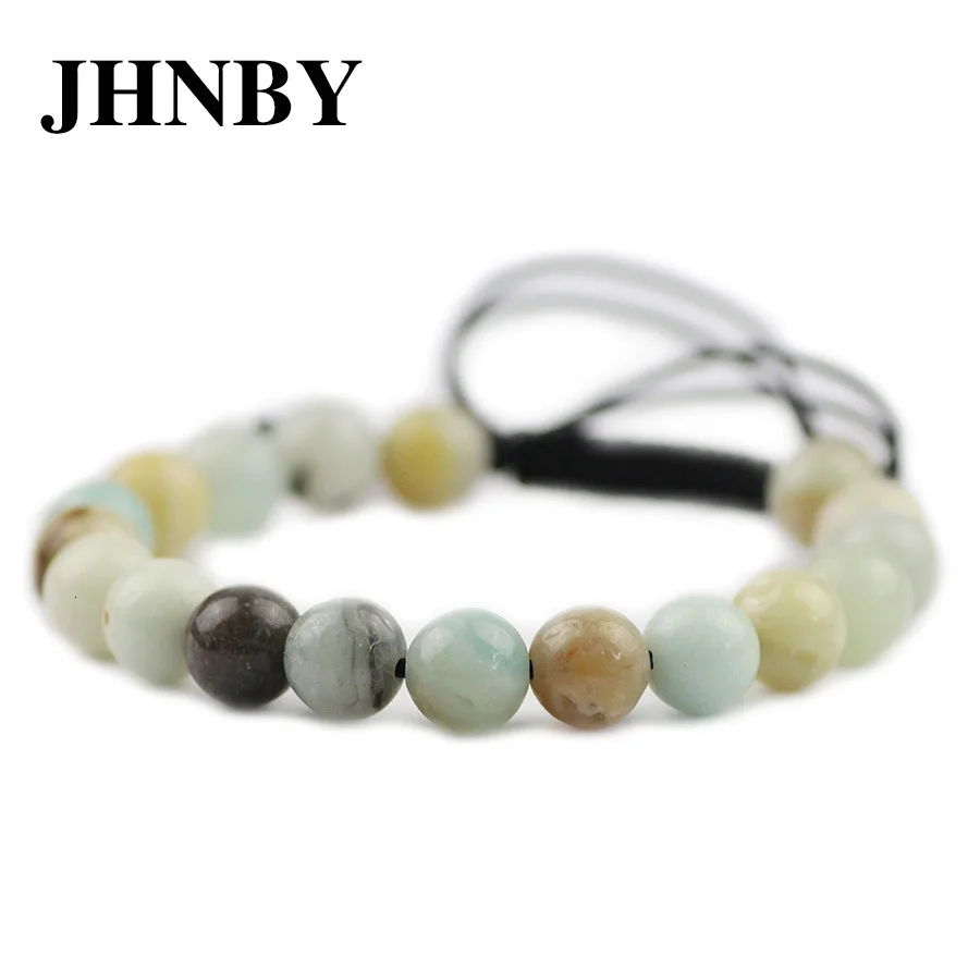 JHNBY Амазонит натуральный камень Для мужчин и Для женщин& браслет очарование 6/8/10/12 мм бусины плетеный/вставку внутрь эластичного ремешка для влюбленных, ювелирное изделие, Дропшип