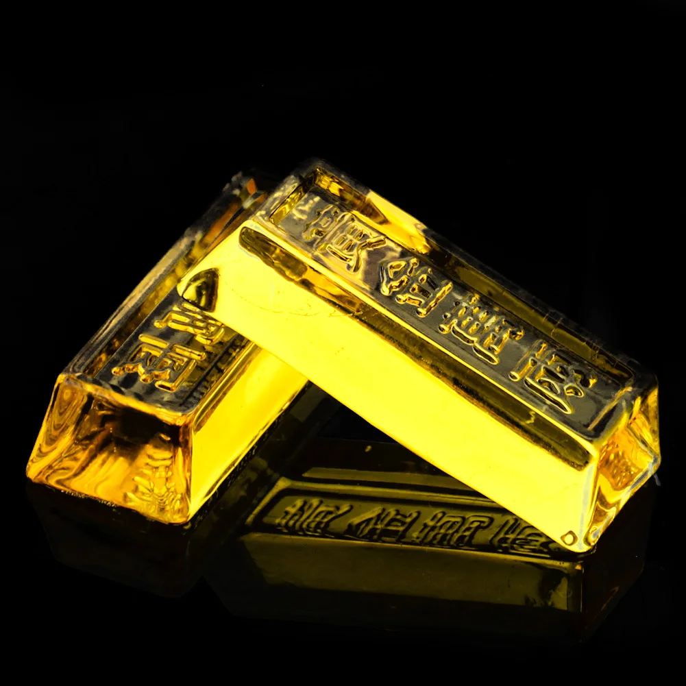 

1PC Crystal Gold Bar Paperweight Lucky Home Decoration Accessories Modern Feng Shui Bullion Bar Gold Ingots Ornaments Craft Gift