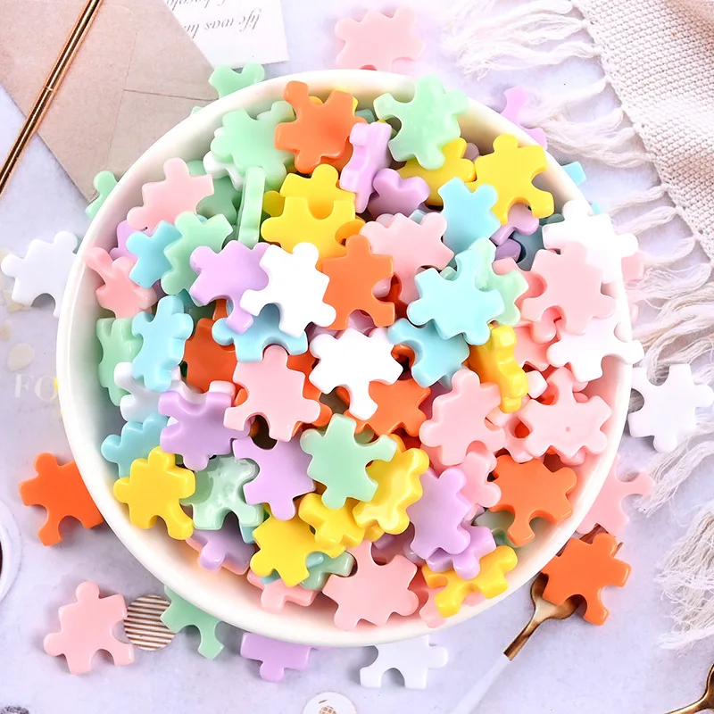 

20 шт Мини красочный пазл Смола Кабошоны с плоской задней поверхностью ремесла подходит для телефона чехол украшения принадлежности для скр...