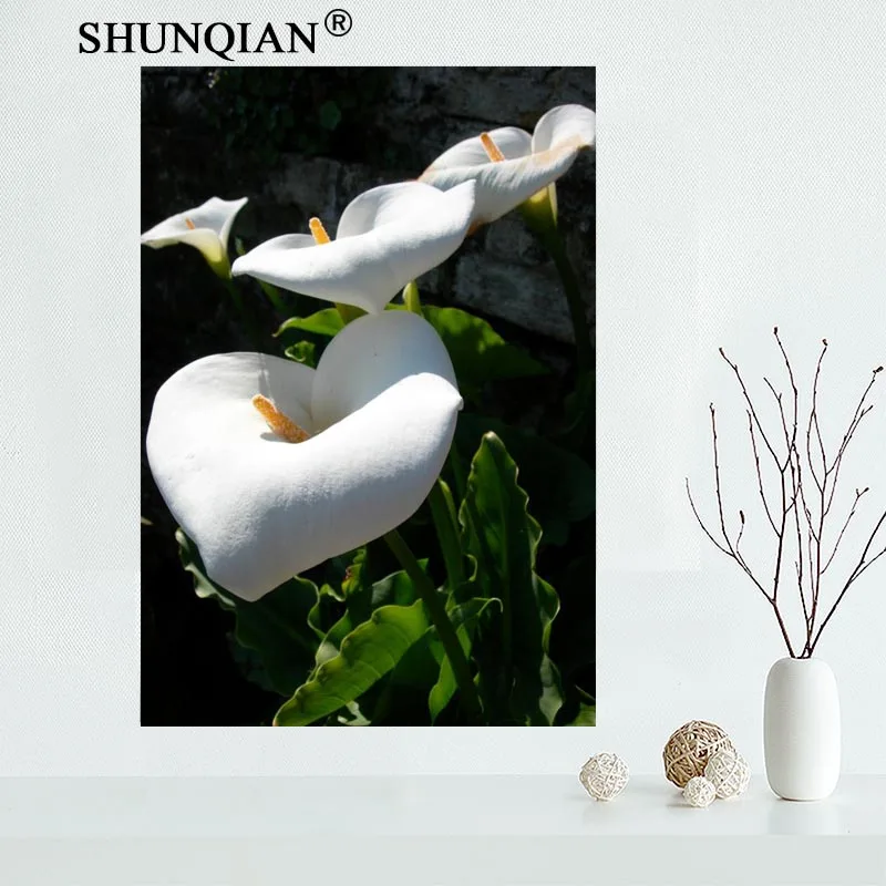 Custom Canvas Wall Decor Calla lily Colorful Poster Cloth Silk Fabric Posters And prints Home Painting | Дом и сад