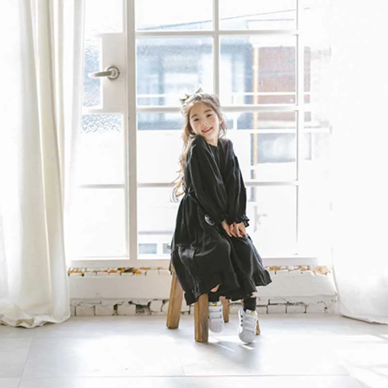 Girls Dress 2019 Autumn Solid Cotton Kids Flare Children Girl Casual Cute Dresses Toddler Teen Clothes | Детская одежда и обувь