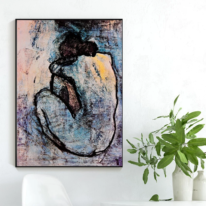 

Graffiti Art Maison Rouge Blue Nude By Pablo Oil on Canvas Painting Wall Posters and Prints Wall Art Picture for Living Room