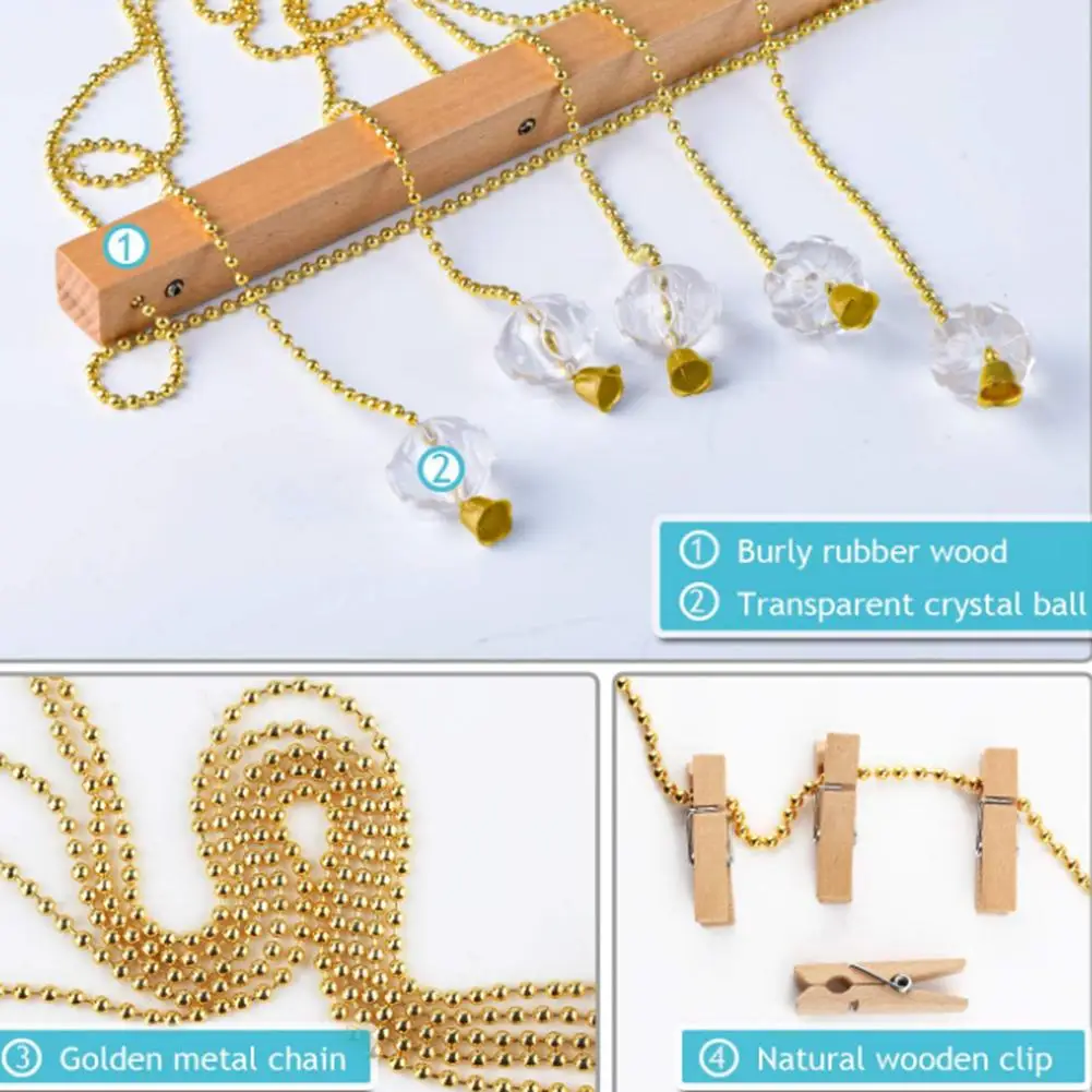 Wood Golden Chain With Crystal Pendant 16x29 Inch Photo Display Picture Frame Collage Multi 20 Clips | Дом и сад