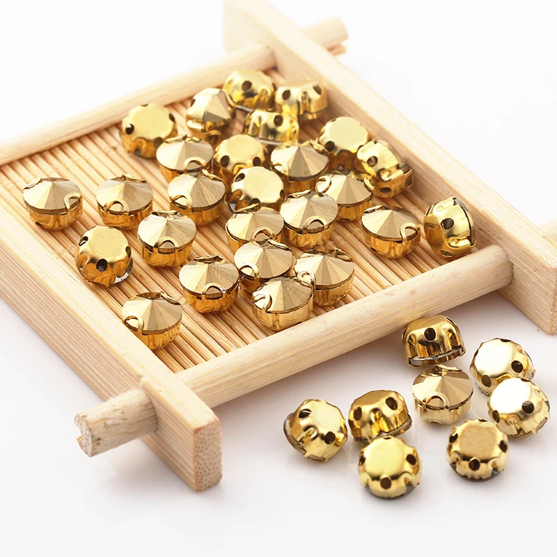 Распродажа по 20 штук круглые золотистые стразы Rivoli с кристаллом в форме аурума со