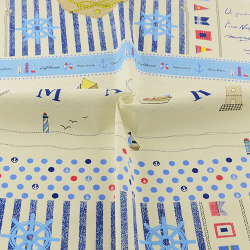 Teramila Sea Theme Cotton Fabric Patchwork Quilting Sewing Cloth Craft Bedding Decoration Fabrics Tissue Home Textile Clothing | Дом и сад