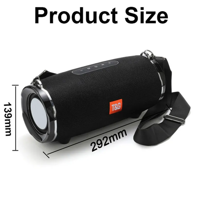 

TG187 Wireless Bluetooth Speaker, Card High-Power Outdoor Portable Shoulder Strap Subwoofer, Waterproof, AUX Audio Input