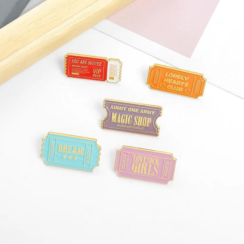 

New Simple Alloy Letter Brooch VIP Pass Brooch Magic Shop Follower Brooch Funny Backpack Badge Pins Personalized Enamel Pins