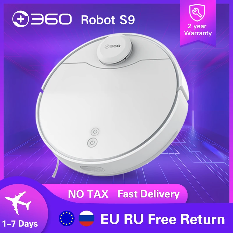 360 S9 (S6 Pro)LDS Lidar Laser Navigation Wet and Dry 5200mAh Robot Vacuum Cleaner 53dB Low Noise RF+APP Remote Control 2200Pa