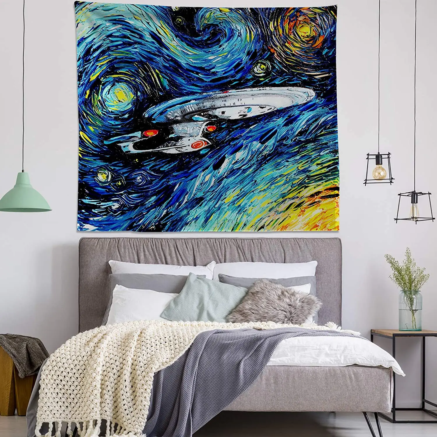 Tapiz de Lili de Star By Ho Me, pintura abstracta de colores brillantes, decoraci&oacute;n de viaje para dormitorio y sala de estar, Galaxia espacial-3