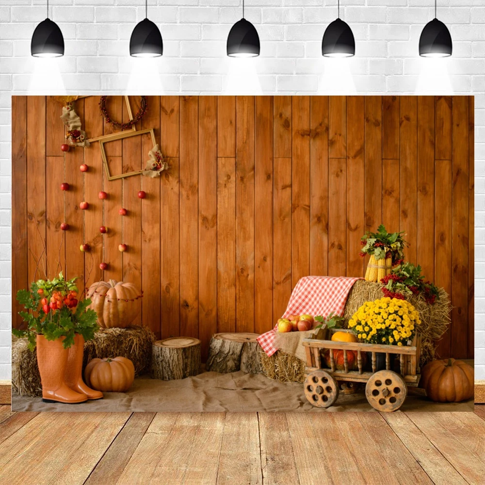 

Yeele Autumn Harvest Wood House Pumpkin Shoes Photography Background Happy Thanksgiving Day Photocall Backdrop For Photo Studio