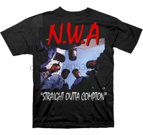 N W A футболка прямая из Compton Мужская в стиле хип-хоп Rap Nwa Ice Cube Dr Dre Eazy E Dj Yella Mc Ren Black S