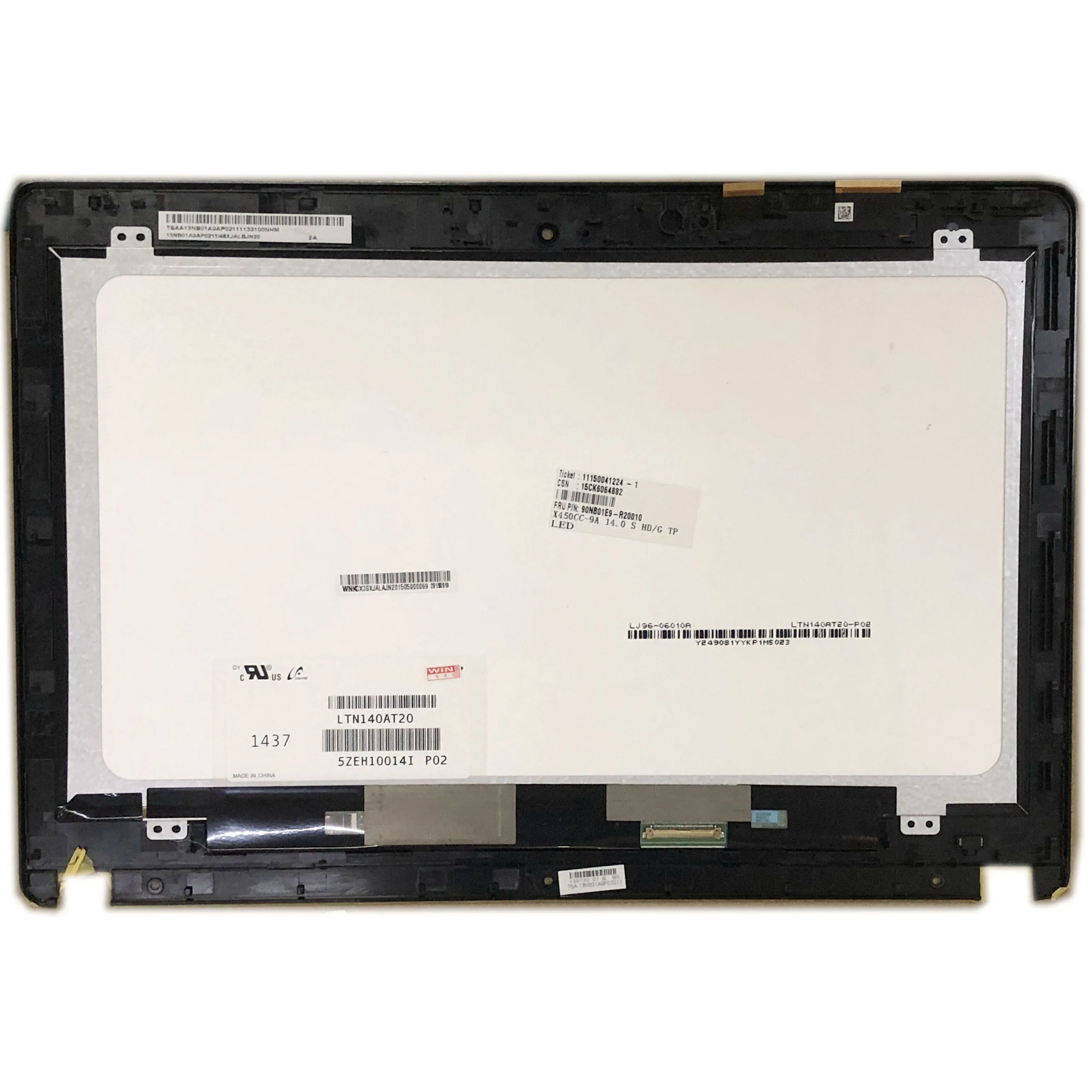 

LTN140AT20 LCD Screen Touch Screen Digitizer Glass Assembly Replacement Parts For Asus X450CC Laptop BLACK 5418R FPC-1 Rev 2