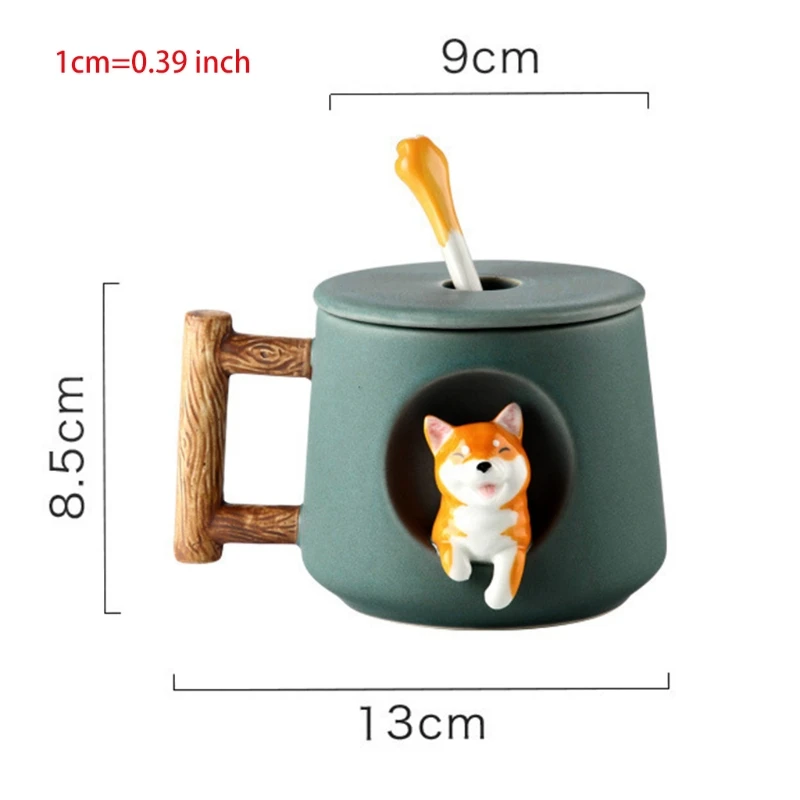 

Home Decoration Cute Cartoon Animal Shiba Inu Ceramic Mug Creative Christmas Valentine Gift Couple With Lid Spoon Coffee Cup