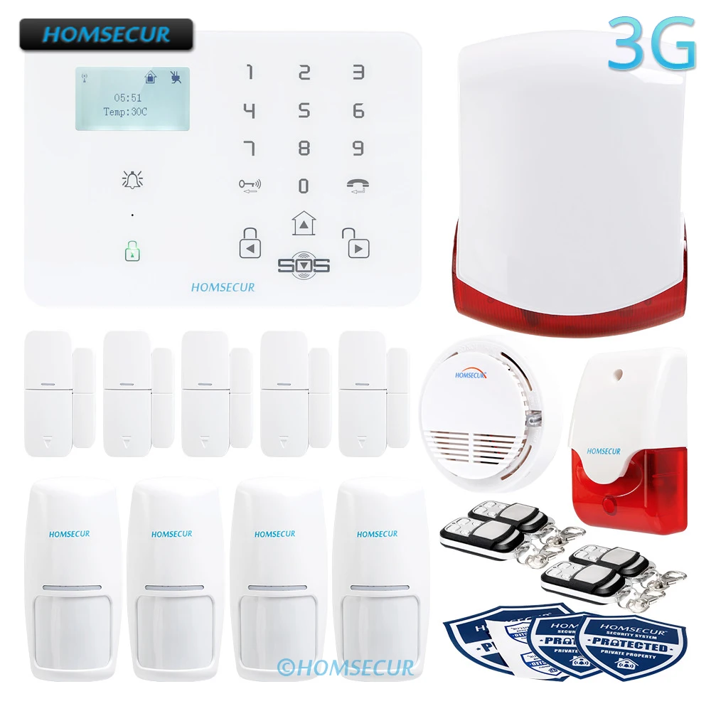 HOMSECUR беспроводный WCDMA 3G/GSM домашняя сигнализация Системы с беспроводная внешняя